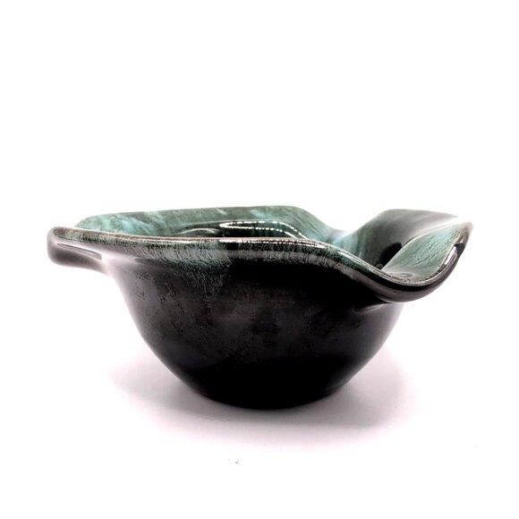 Vintage Blue Mountain Pottery Ashtray 3 Rests 4x1.5" Teal Drip Glaze MCM Retro - Picture 4 of 8